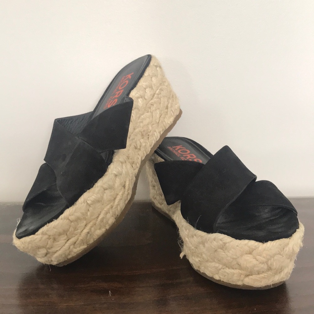 Michael Kors black wedge sandals